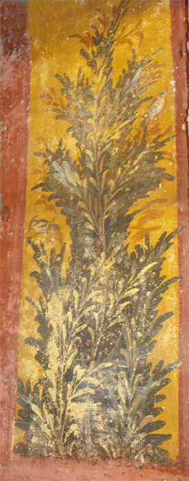 oplontis détail d'une peinture d'un viridarium